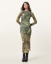 Hanako Print Mesh Wrap Maxi Dress