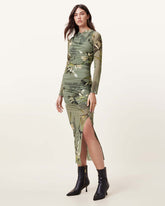 Hanako Print Mesh Wrap Maxi Dress