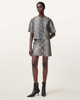 Renai Foil Snake Print Suede T-Shirt