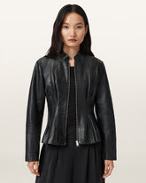 Clo Pleated Leather Jacket