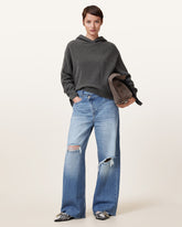 Aki Crossover Wide Leg Denim Jeans