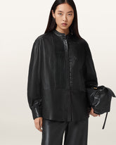 Sara Pleated Leather Shirt