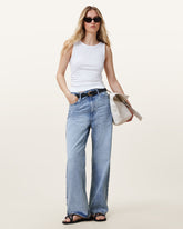 Blake Frayed Wide Leg Denim Jeans