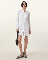 Meg Shirred Mini Shirt Dress