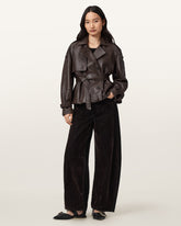 Helena Barrel Leg Flocked Jeans