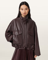 Clay Funnel Neck Leather Jacket