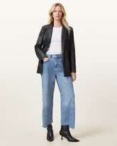 Deri Single Breasted Leather Blazer