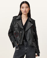 College Leather Biker Jacket