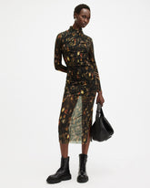 Tia Mesh Printed Midi Dress