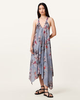 Lil Asymmetric Floral Print Midi Dress