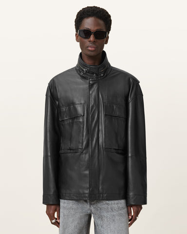 Halton Funnel Collar Leather Jacket