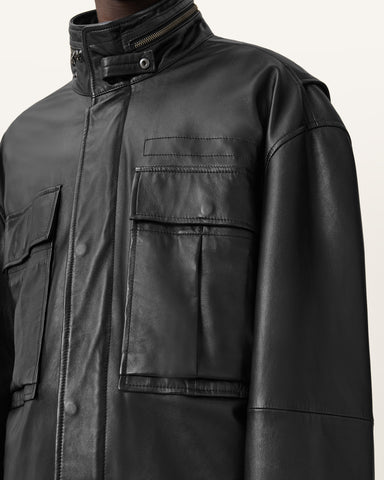 Halton Funnel Collar Leather Jacket