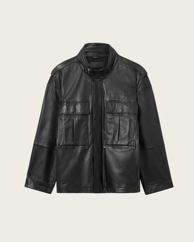 Halton Funnel Collar Leather Jacket