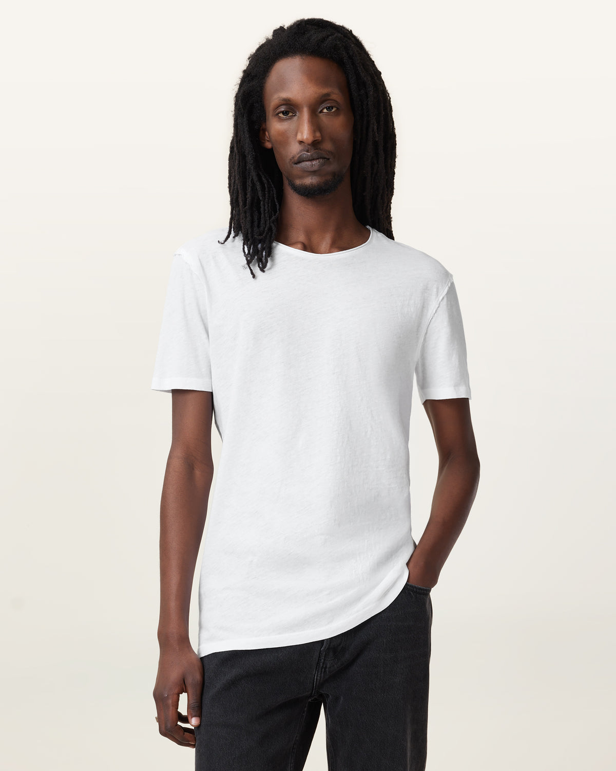 Figure Crew Neck Raw Edge T-Shirt