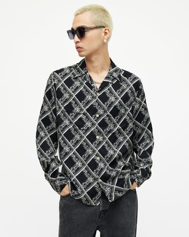 Grid Printed Long Sleeve Shirt