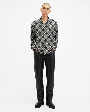 Grid Printed Long Sleeve Shirt