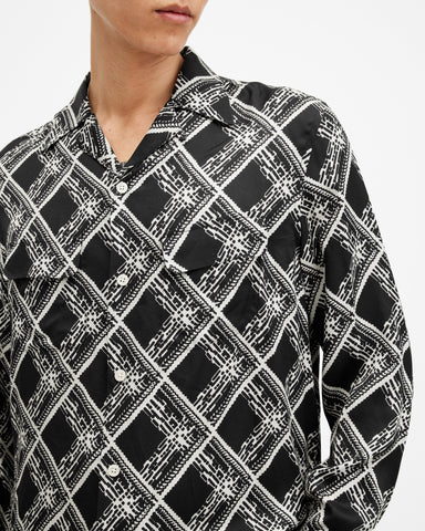 Grid Printed Long Sleeve Shirt