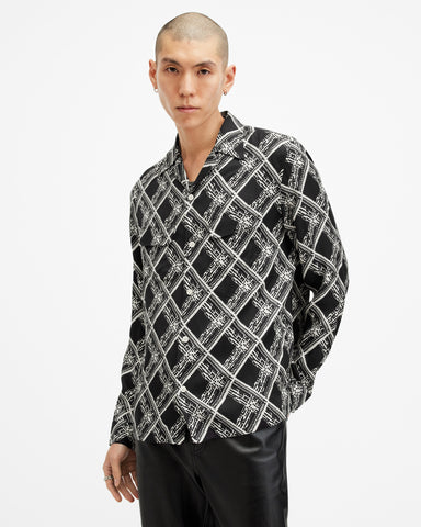 Grid Printed Long Sleeve Shirt