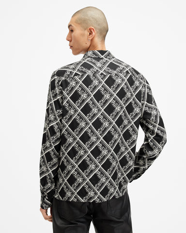 Grid Printed Long Sleeve Shirt
