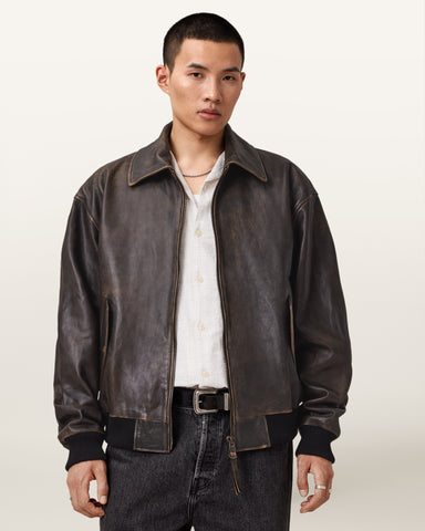 Marco Oversized Leather Bomber Jacket