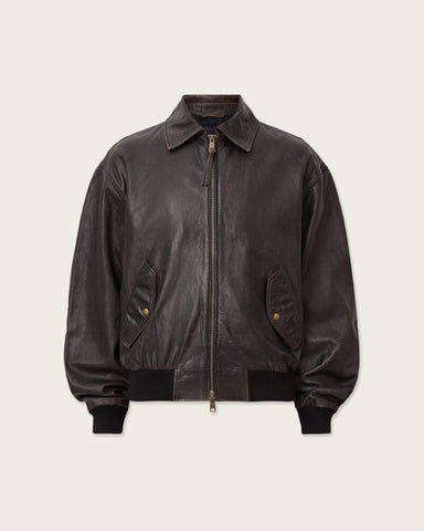 Marco Oversized Leather Bomber Jacket