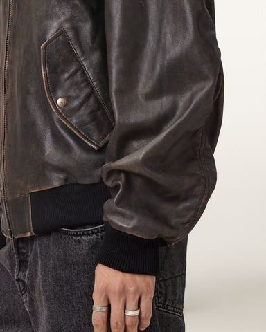 Marco Oversized Leather Bomber Jacket