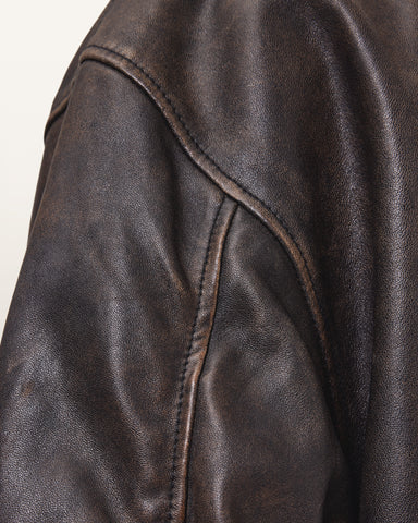 Marco Oversized Leather Bomber Jacket