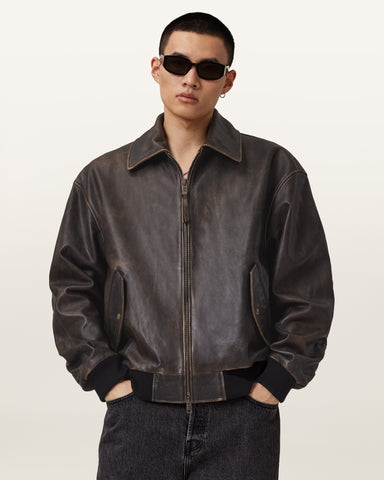 Marco Oversized Leather Bomber Jacket