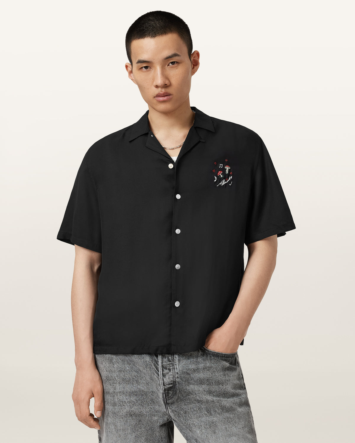 Fungi Embroidered Short Sleeve Shirt
