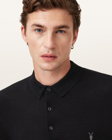 Mode Merino Long Sleeve Ramskull Polo Shirt