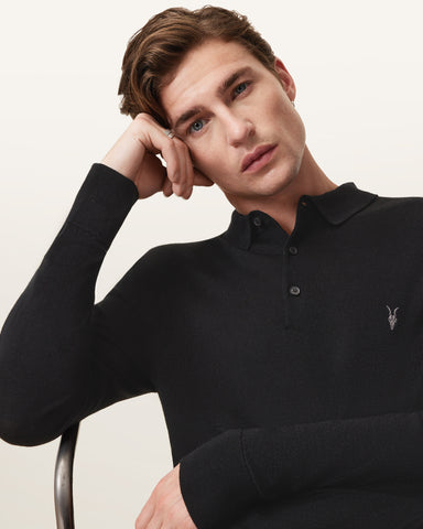 Mode Merino Long Sleeve Ramskull Polo Shirt