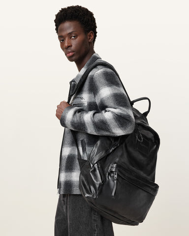 Carabiner Embossed Leather Backpack