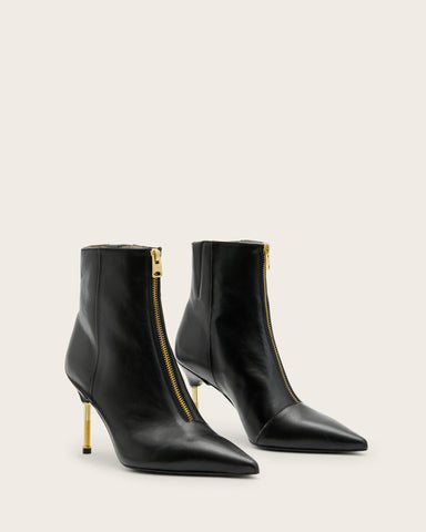 Natasha Pointed Zip Up Leather Boots