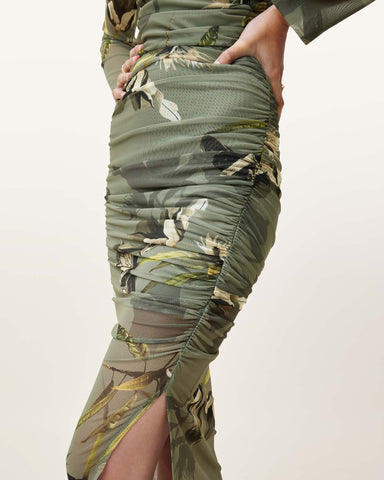 Hanako Print Mesh Wrap Maxi Dress