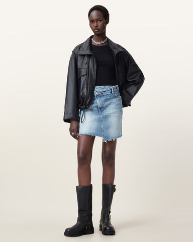 Aki Crossover Denim Skirt