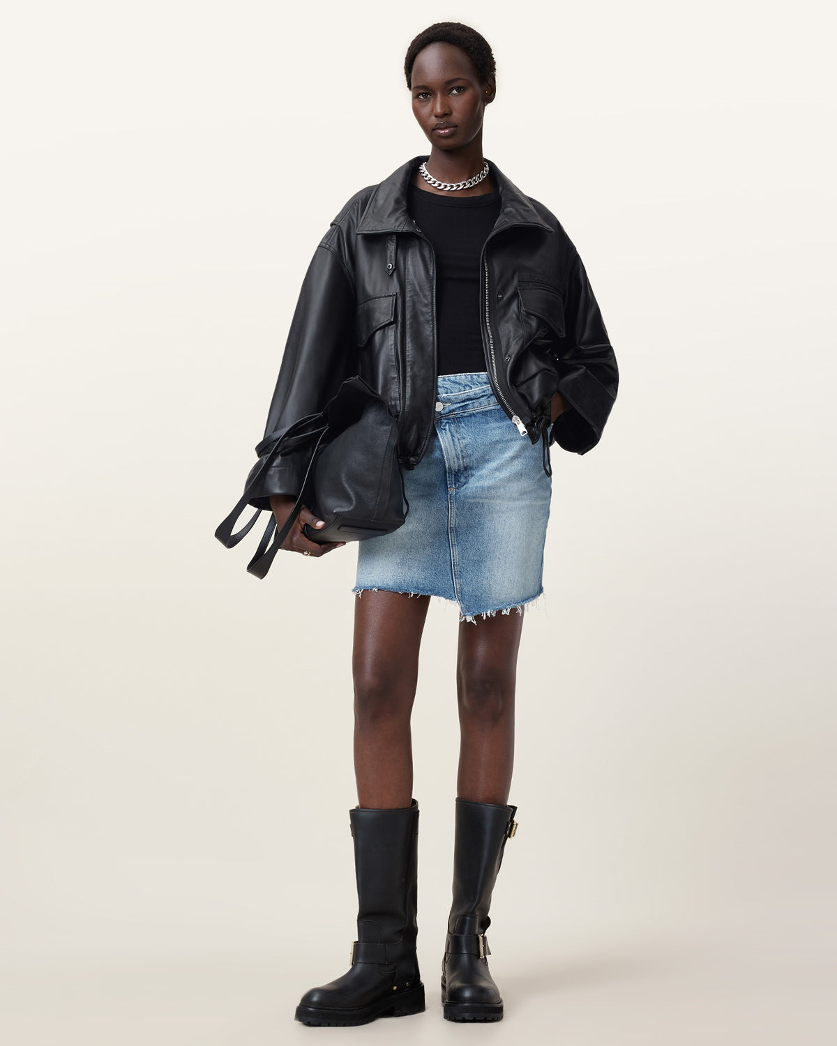 Aki Crossover Denim Skirt