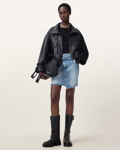 Aki Crossover Denim Skirt