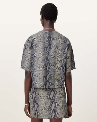 Renai Foil Snake Print Suede T-Shirt