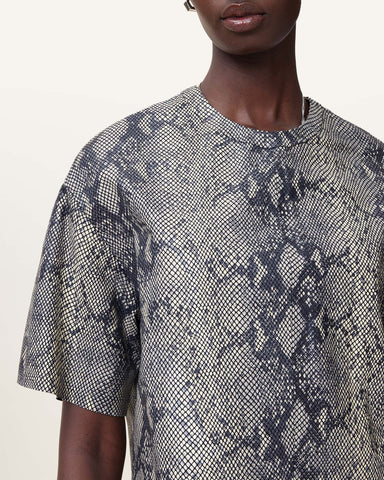 Renai Foil Snake Print Suede T-Shirt