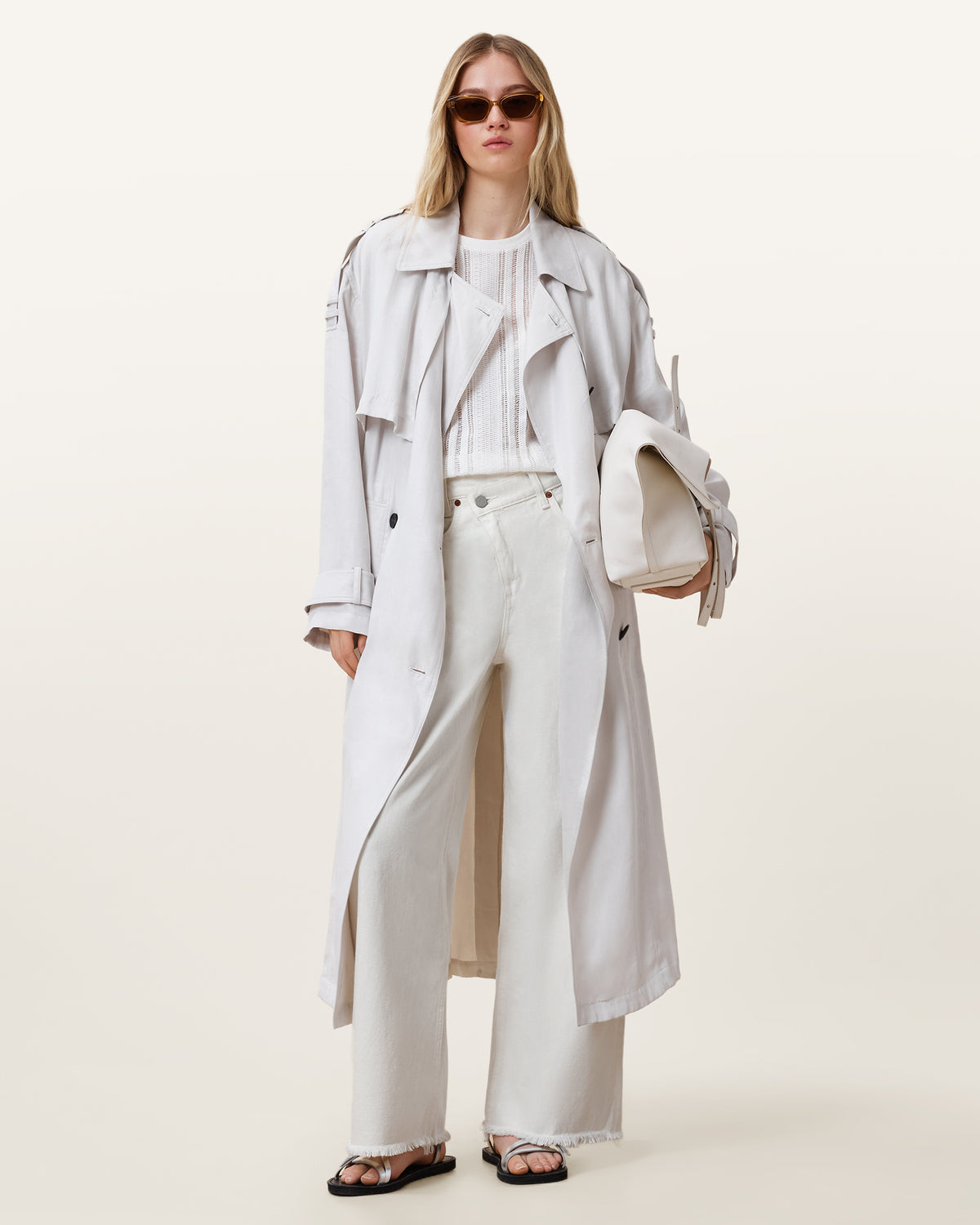 Aki Crossover Wide Leg Denim Jeans