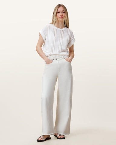 Aki Crossover Wide Leg Denim Jeans