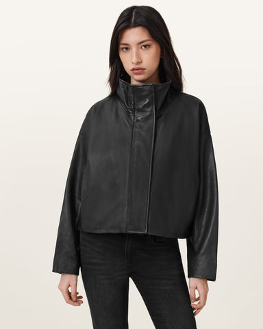 Ryder Funnel Neck Leather Jacket