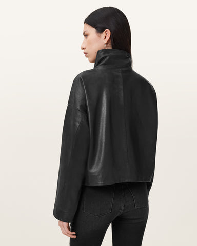 Ryder Funnel Neck Leather Jacket