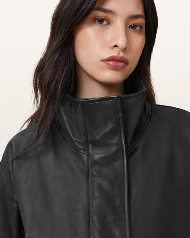 Ryder Funnel Neck Leather Jacket