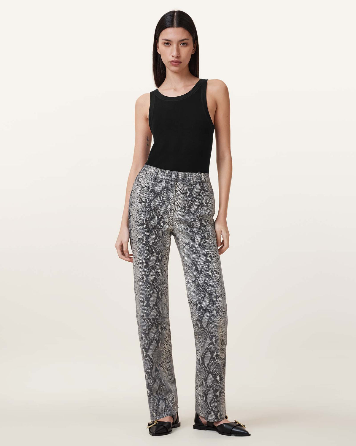 Saige Snake Skin Effect Leather Pants