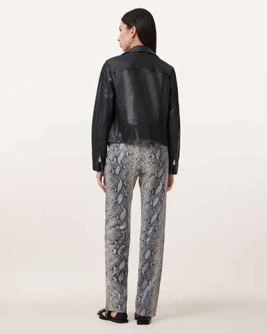 Saige Snake Skin Effect Leather Pants
