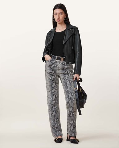 Saige Snake Skin Effect Leather Pants