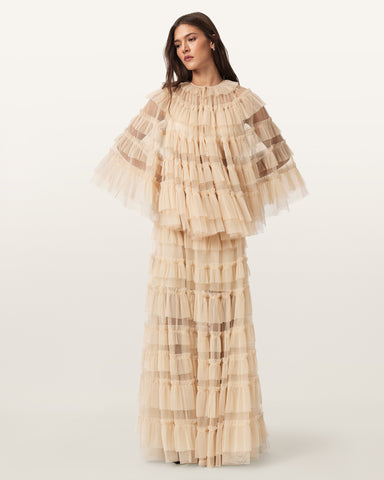 Aude Ruffle Cape Top