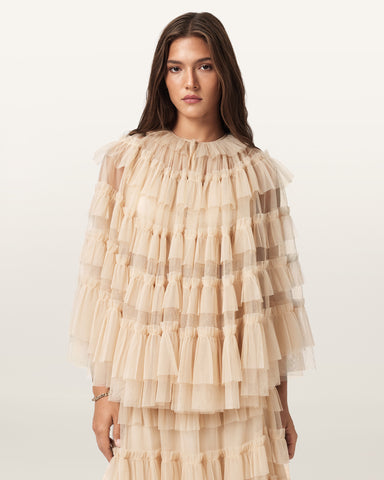 Aude Ruffle Cape Top