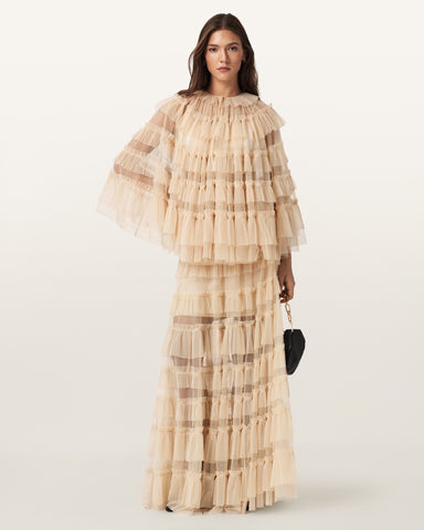 Aude Ruffle Cape Top